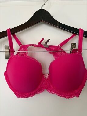 Victoria's Secret Fuchsia Lace-Trim Push-Up Bra